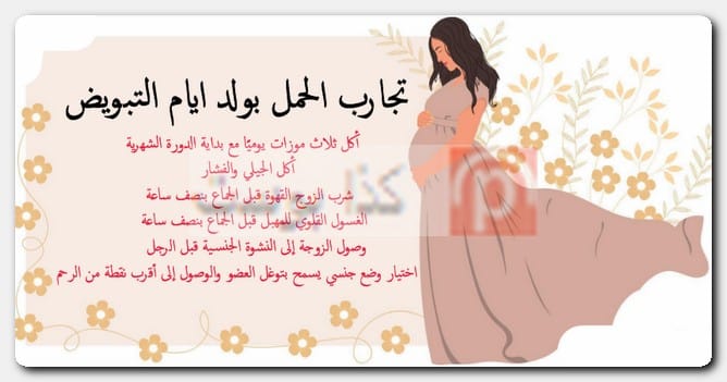 تجارب الحمل بولد ايام التبويض تجارب الحمل بولد أيام التبويض